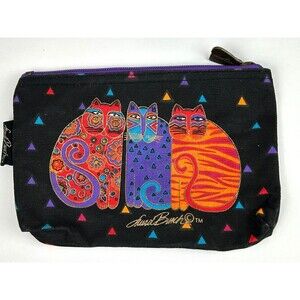 Laurel Burch Cat Trio Make up Travel Bag 9" X 6"